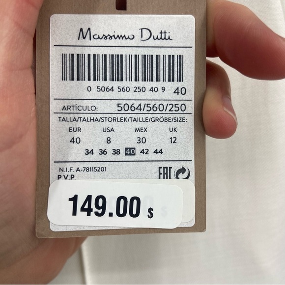 NWT Massimo Dutti White High Waisted Flat Front / Front Seam Trousers Pants - Picture 5 of 8